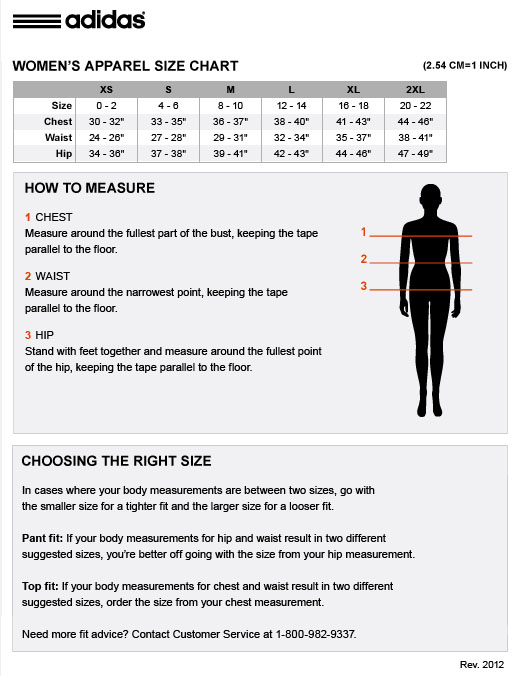 adidas women's jacket size guide