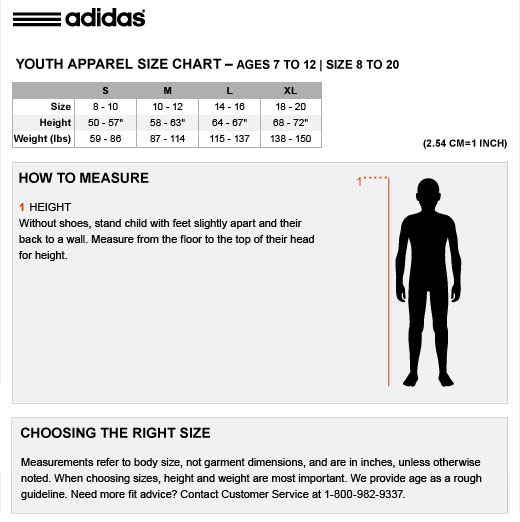 adidas boys size chart